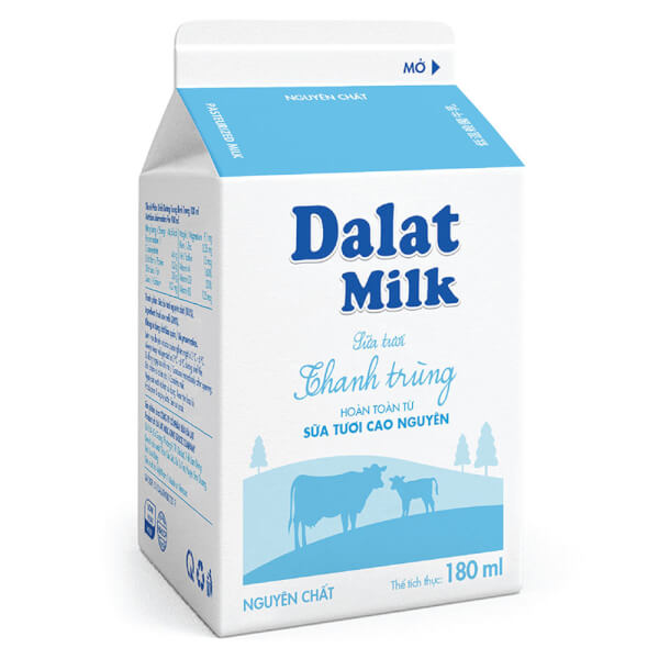 Sữa Tươi Thanh Trùng Nguyên Chất Dalat Milk 180Ml