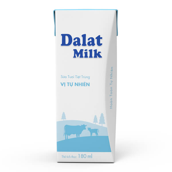 Sữa Tươi Tiệt Trùng Vị Tự Nhiên Dalatmilk 180Ml (Lốc 4 Hộp)