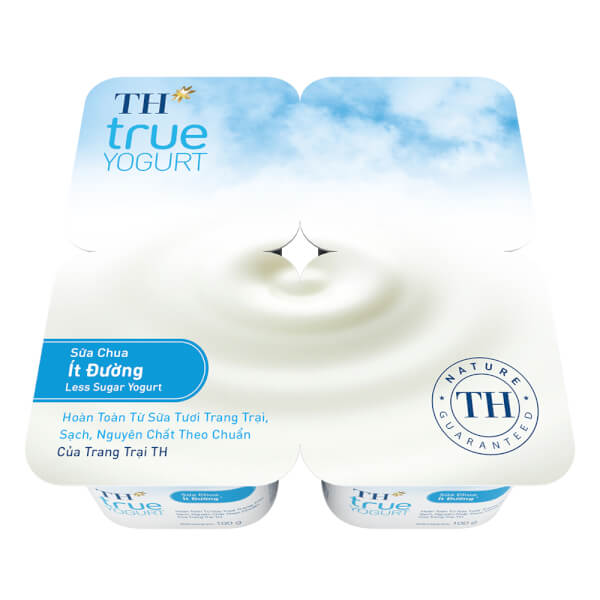 Sữa Chua Th True Yogurt Ít Đường 100G (Vỉ 4 Hộp)