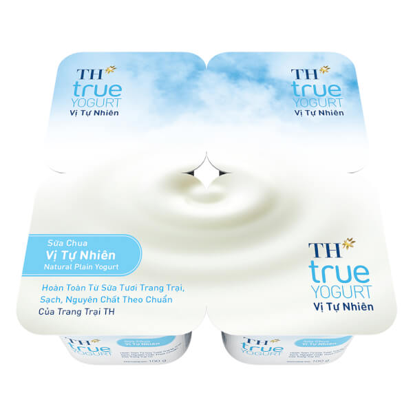 Sữa Chua Vị Tự Nhiên Th True Yogurt 100G (Vỉ 4 Hộp)