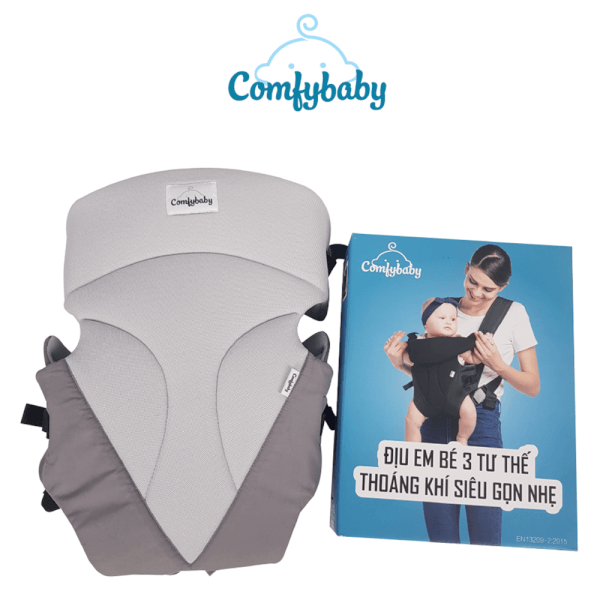 Địu em bé 3 tư thế thoáng khí siêu gọn nhẹ ComfyBaby (màu ghi CF-BK010-GREY)