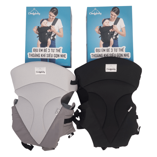 Địu em bé 3 tư thế thoáng khí siêu gọn nhẹ ComfyBaby (màu ghi CF-BK010-GREY)