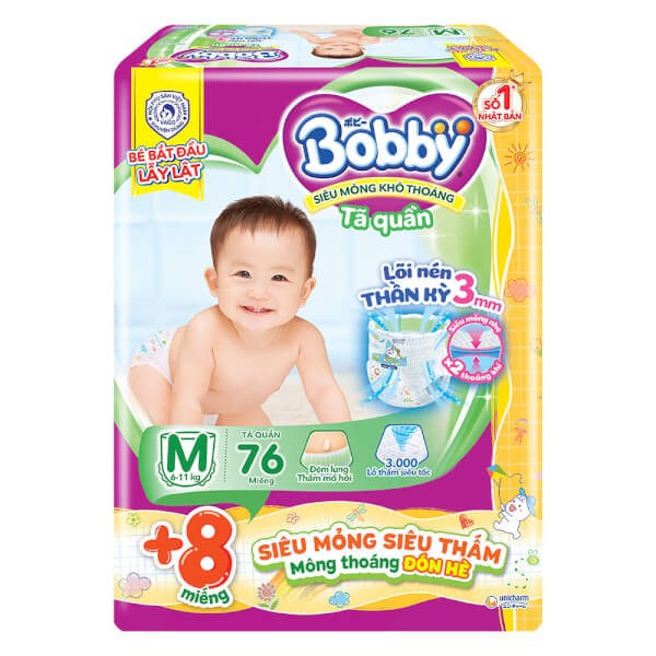 Tã Quần Bobby M 76 Miếng + 8 Miếng