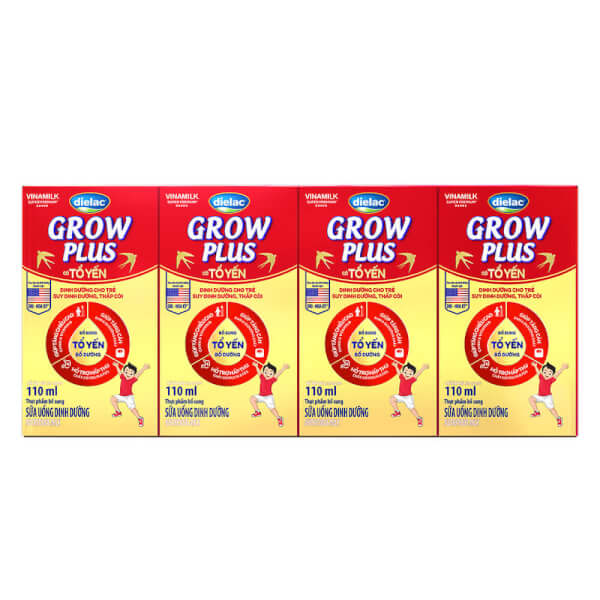 Sữa Uống Dinh Dưỡng - Dielac Grow Plus Có Tổ Yến 110Ml (Lốc 4 Hộp)