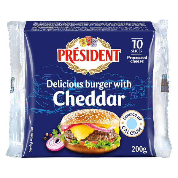 Phô Mai Lát Burger With Cheddar Hiệu President 200Gr