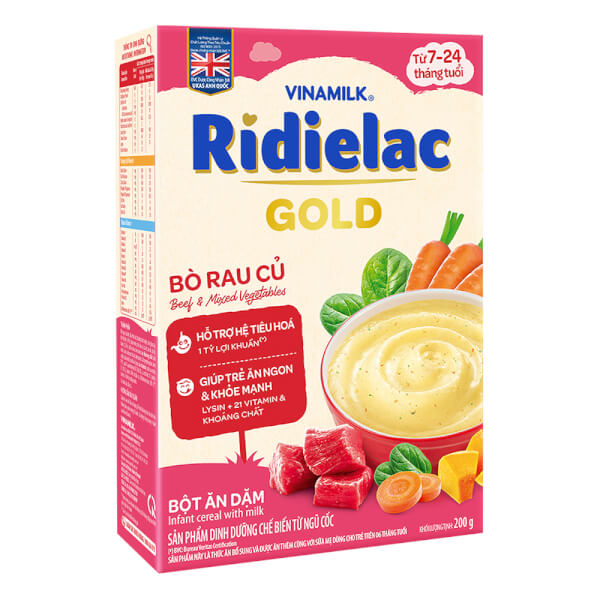 Bột Ăm Dặm Ridielac Gold Bò Rau Củ Hg 200G