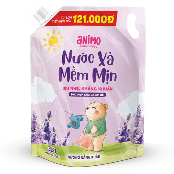 Nước Xả Hàn Quốc Animo Hương Nắng Xuân 3, 2L (Tím)