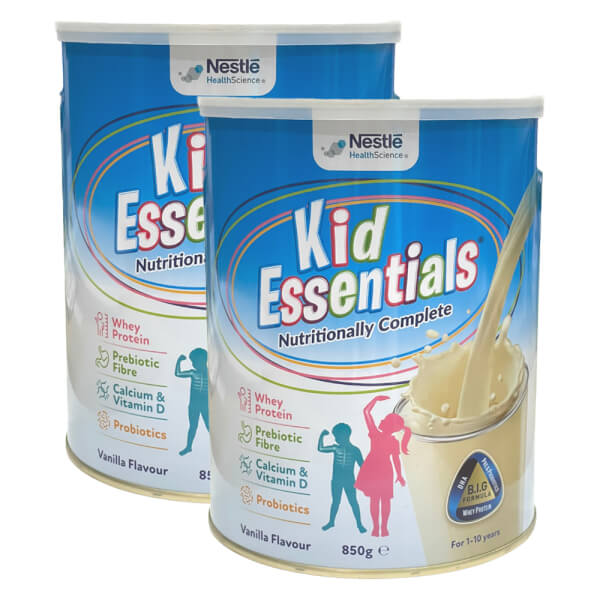 Combo 2 Thực phẩm dinh dưỡng y học Kid Essentials Australia 850g hương vani (1-10 tuổi) mẫu mới