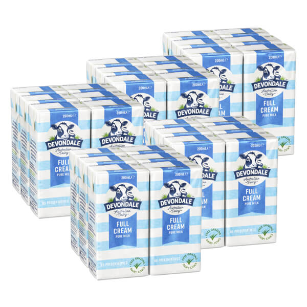 Combo 5 Sữa Tươi Nguyên Chất Tiệt Trùng Devondale Milk (Devondale Full Cream Milk) 200Ml - Lốc 6 Hộp