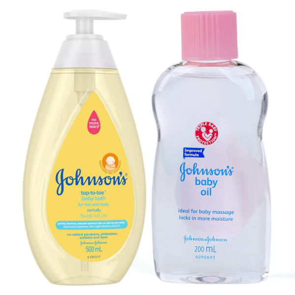 Combo 1 Sữa tắm gội toàn thân Johnson Baby 500ml bao bì mới và 1 Dầu Massage và dưỡng ẩm Johnson Baby (200ml)