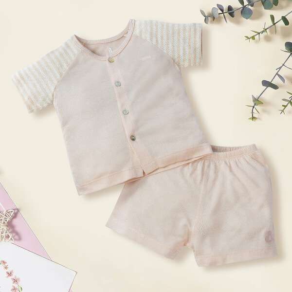 Bộ Sơ Sinh Tính Năng Ngắn, Vải Lưới Animo (0 - 9M, Beige)