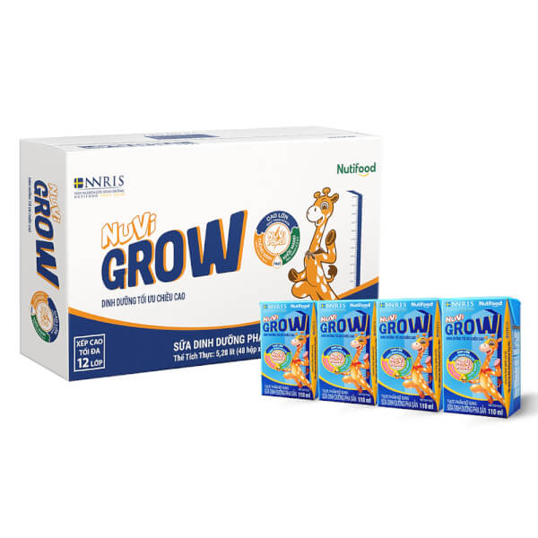 Thùng Sữa Nutifood Nuvi Grow 110Ml (Lốc 4 Hộp) - 12 Lốc