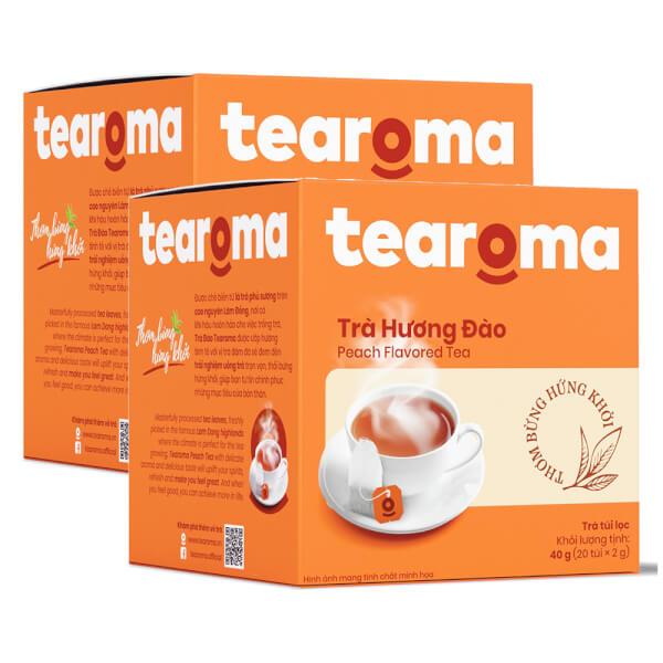 Combo 2 Trà Túi Lọc Đào Tearoma Hộp 40G