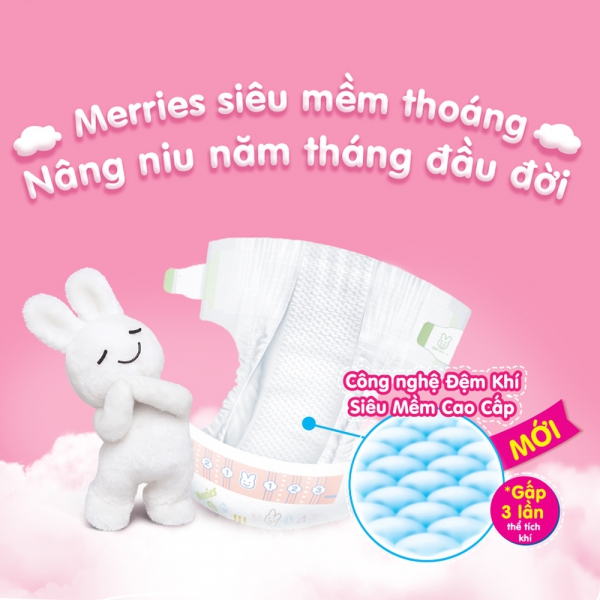 Tã quần Merries nội địa (M, 6-11kg, 58 + 6 miếng)