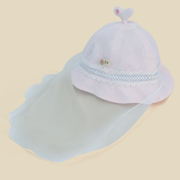 Nón vành tròn khăn voan bé gái Animo A2207_MN037 (44cm,Hồng)