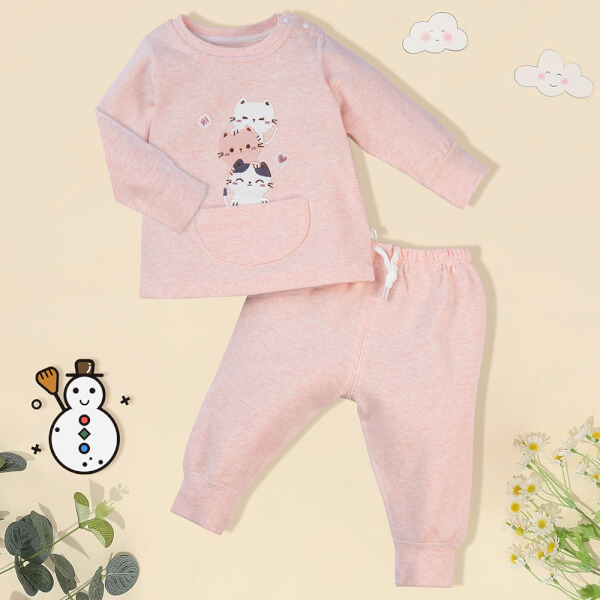 Bộ đông bé gái dài Animo MN922012 (6M-3Y,Hồng)