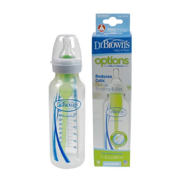 Bình sữa Dr Brown's Options nhựa PP BPA Free cổ hẹp 250ml