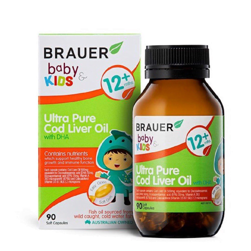    Viên bổ sung dầu cá tinh khiết Brauer Baby & Kids Ultra Pure DHA (Nguồn: Con Cưng)