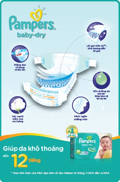 1.2.3.Tã dán Pampers jumbo (L, 9-14kg, 60 miếng)2